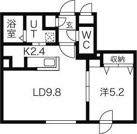 ヴェリタス西町(1LDK/2階)の間取り写真
