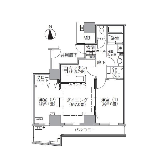 アクティ汐留(2DK/3階)の間取り写真