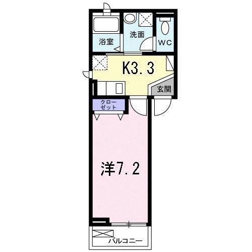 カーサプリート(1K/2階)の間取り写真