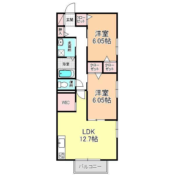 クラヴィエ稲丘(2LDK/1階)の間取り写真