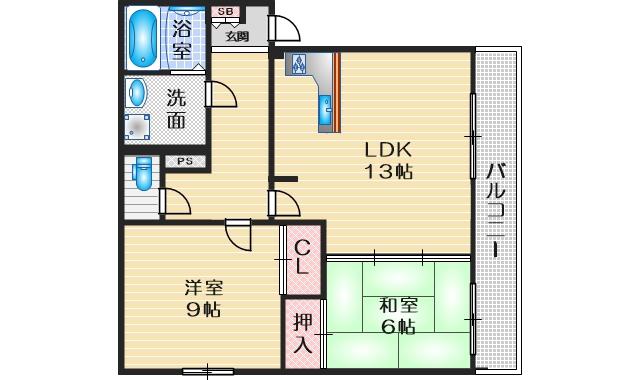 サンバレイ緑地A棟(2LDK/3階)の間取り写真