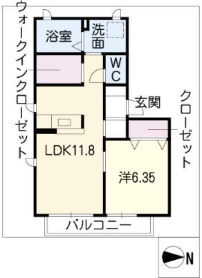 メゾン アートカミサワ(1LDK/1階)の間取り写真