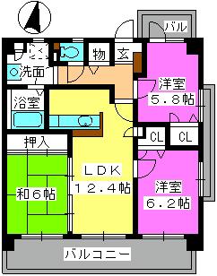 プレザントフレンド(3LDK/4階)の間取り写真
