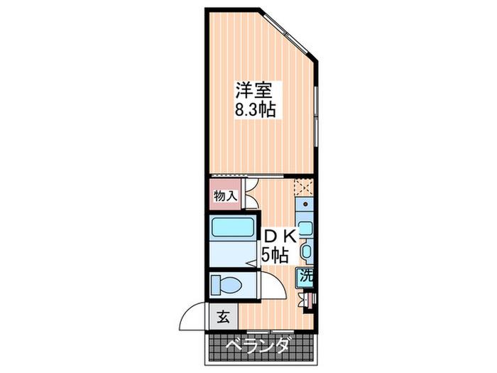 片島ビル(1DK/4階)の間取り写真