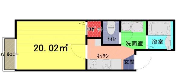 ヴィラート武里(1K/2階)の間取り写真