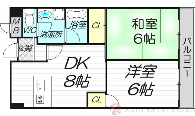 グロリアス北大阪(2DK/4階)の間取り写真