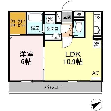 サンクエトワール磯子(1LDK/2階)の間取り写真