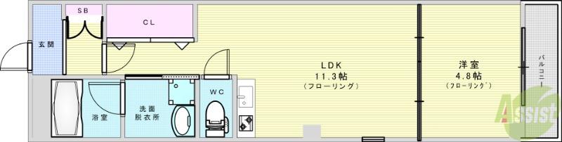 SOAR SENRIOKA(1LDK/3階)の間取り写真