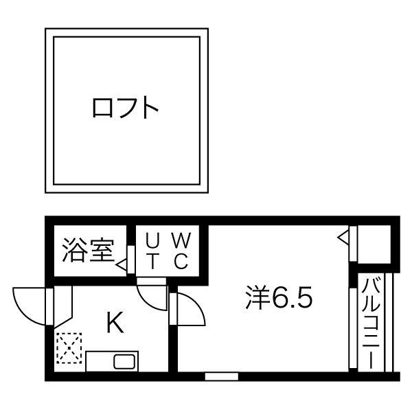 コンパートハウス本陣(1K/1階)の間取り写真