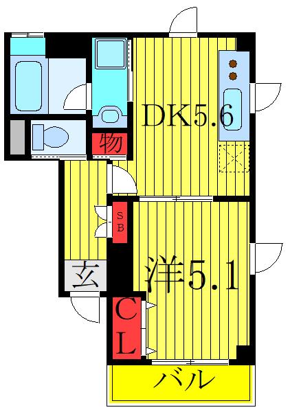 ラフィーネ金杉II(1DK/1階)の間取り写真