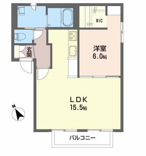 グランシード三ツ割 A(1LDK/1階)の間取り写真