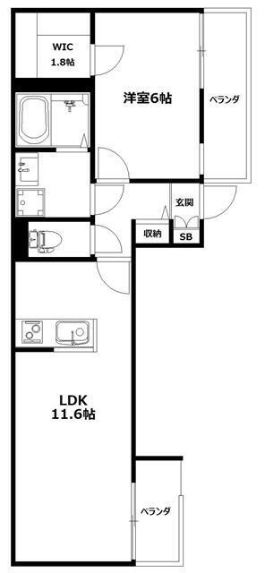 リエン横濱天王町(1LDK/3階)の間取り写真