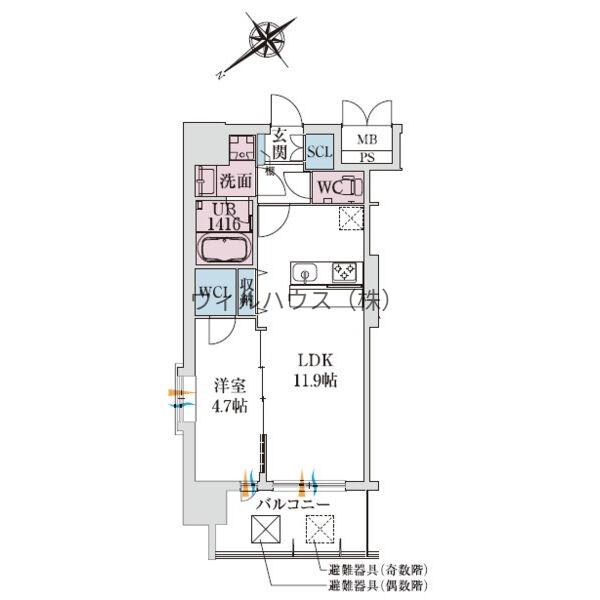 スプランディッド堺東3(1LDK/2階)の間取り写真