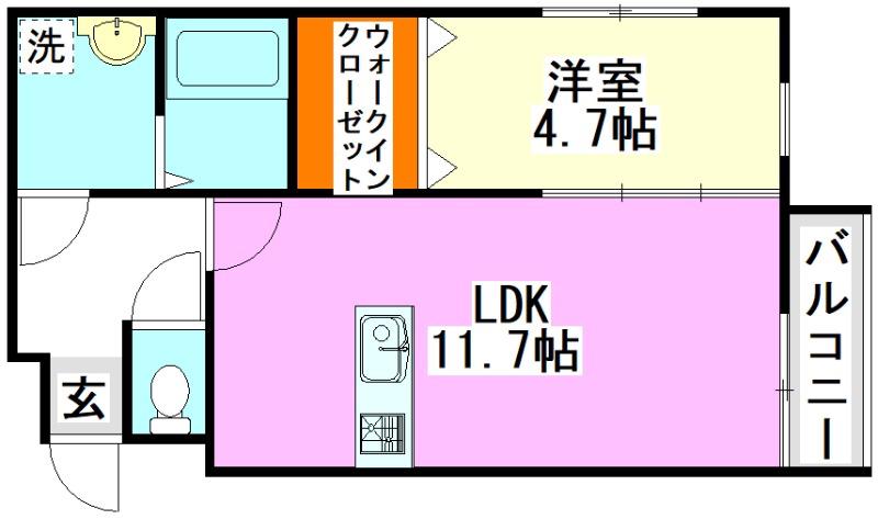 MAI MIO(1LDK/2階)の間取り写真