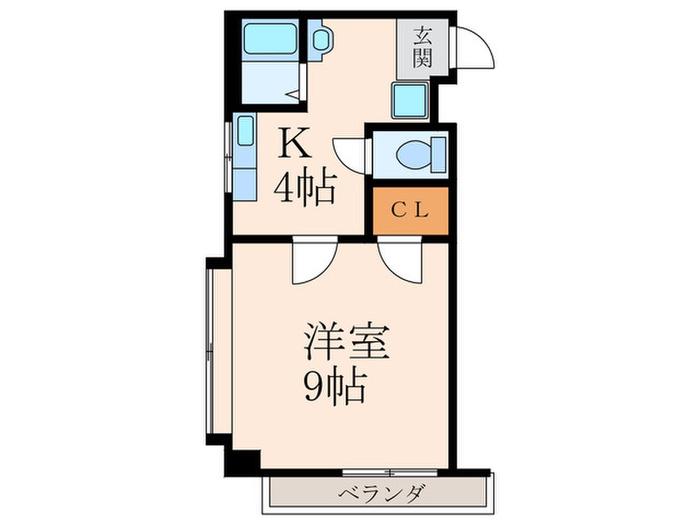 ルネサンス北方(1K/4階)の間取り写真