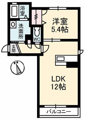 シャーメゾンエベル(1LDK/2階)の間取り写真