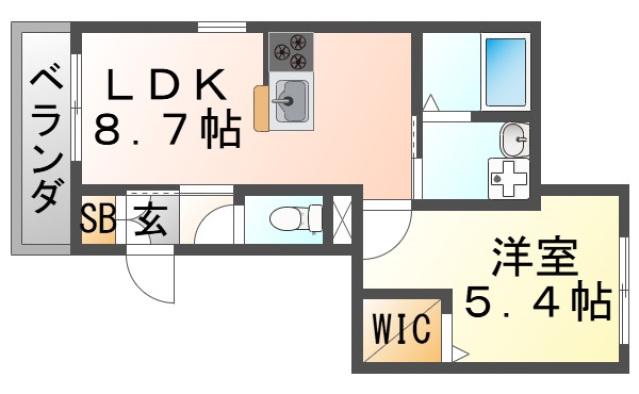 ヘーベルメゾン津雲台(1LDK/2階)の間取り写真