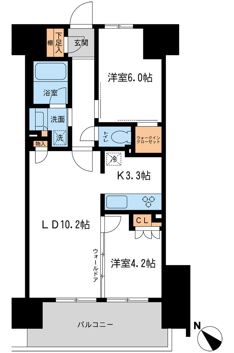 ブレス宮崎台(2LDK/2階)の間取り写真