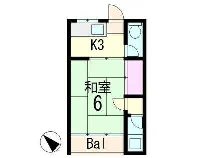 遠藤マンション(1K/2階)の間取り写真
