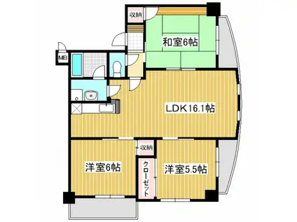 オールセインツ(3LDK/4階)の間取り写真