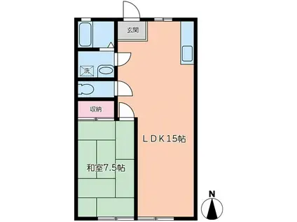 中島コーポ(1LDK/2階)の間取り写真