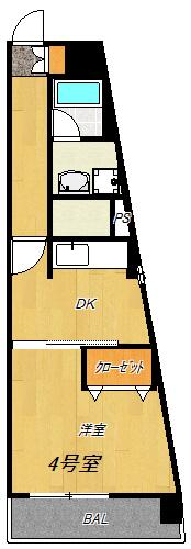 ベルビュー7番館(1DK/6階)の間取り写真