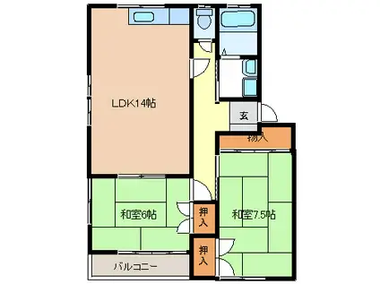 ファミール菅野(2LDK/1階)の間取り写真