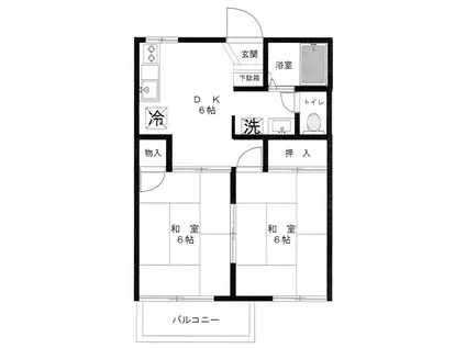 TK袖ヶ浦(2DK/2階)の間取り写真