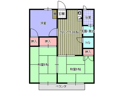 ローヤルハイツ中尾台A棟(3DK/1階)の間取り写真