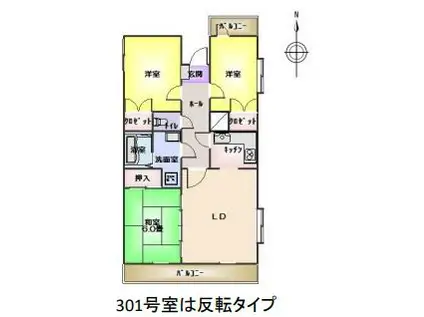 小倉広沢マンション(3LDK/4階)の間取り写真