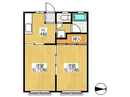 パークハイツはこざきI(2K/2階)の間取り写真