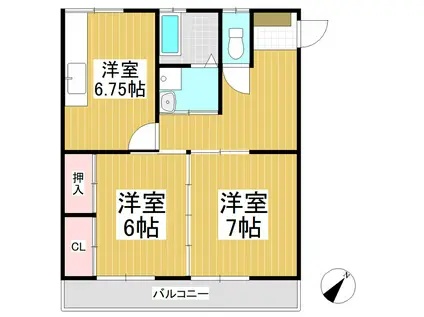 香山マンション(2DK/3階)の間取り写真