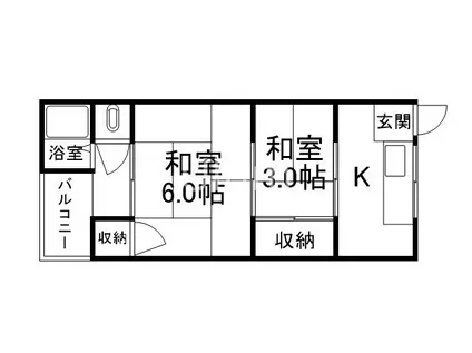 五十鈴荘第2(2K/1階)の間取り写真