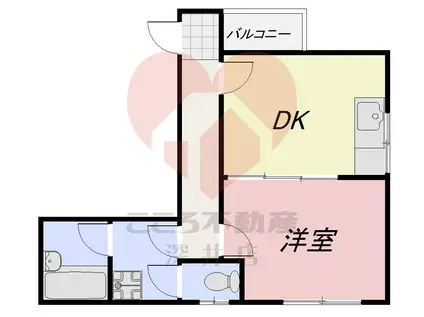 新在家マンション(1DK/4階)の間取り写真