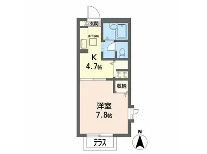 マンハイムII(1K/1階)の間取り写真