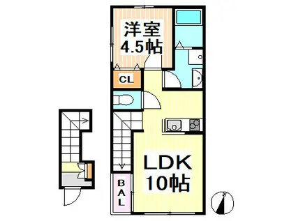 コンフォール上北沢(1LDK/2階)の間取り写真