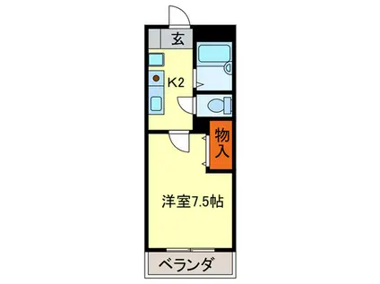 クレール宝塚II(1K/1階)の間取り写真