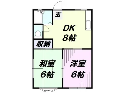 ユタカハイツ(2DK/1階)の間取り写真