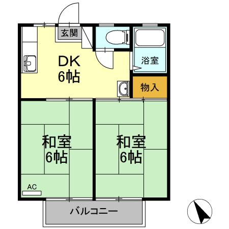 石川ハイツ(2DK/2階)の間取り写真