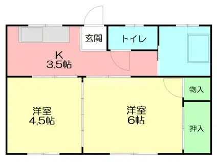 小野アパート2(2K/1階)の間取り写真
