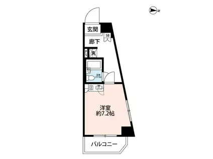 プレール・ドゥーク代々木八幡(ワンルーム/6階)の間取り写真