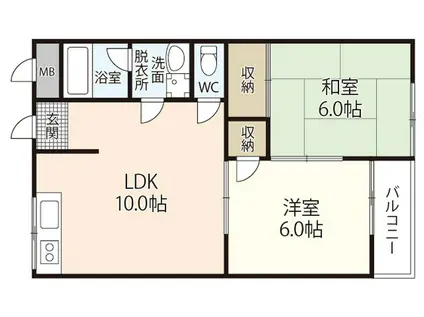 山崎ビル(2LDK/4階)の間取り写真