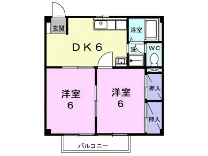 ニューシティハイツAOKI(2DK/2階)の間取り写真