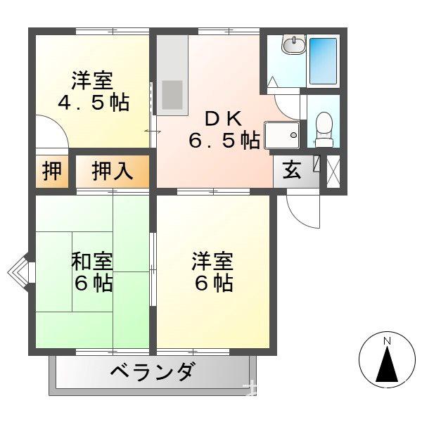 セラミックハウスBEE(3DK/1階)の間取り写真
