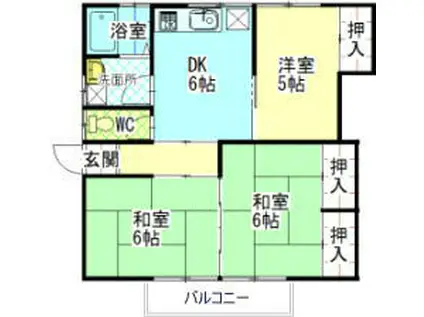 エクセレントハイツ2号棟(3DK/2階)の間取り写真