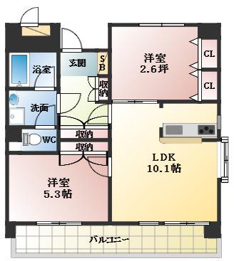 グランプラース(2LDK/4階)の間取り写真
