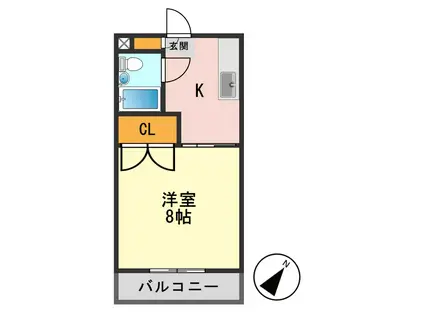 藤清ビル(1K/2階)の間取り写真