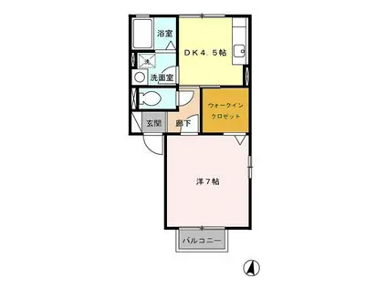 セジュールKISHI A(1DK/1階)の間取り写真