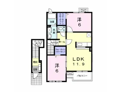 セレーノ スパッツィオI・A(2LDK/2階)の間取り写真