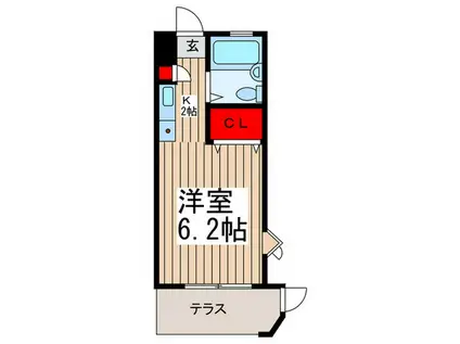 フラワーハイツ(1K/1階)の間取り写真